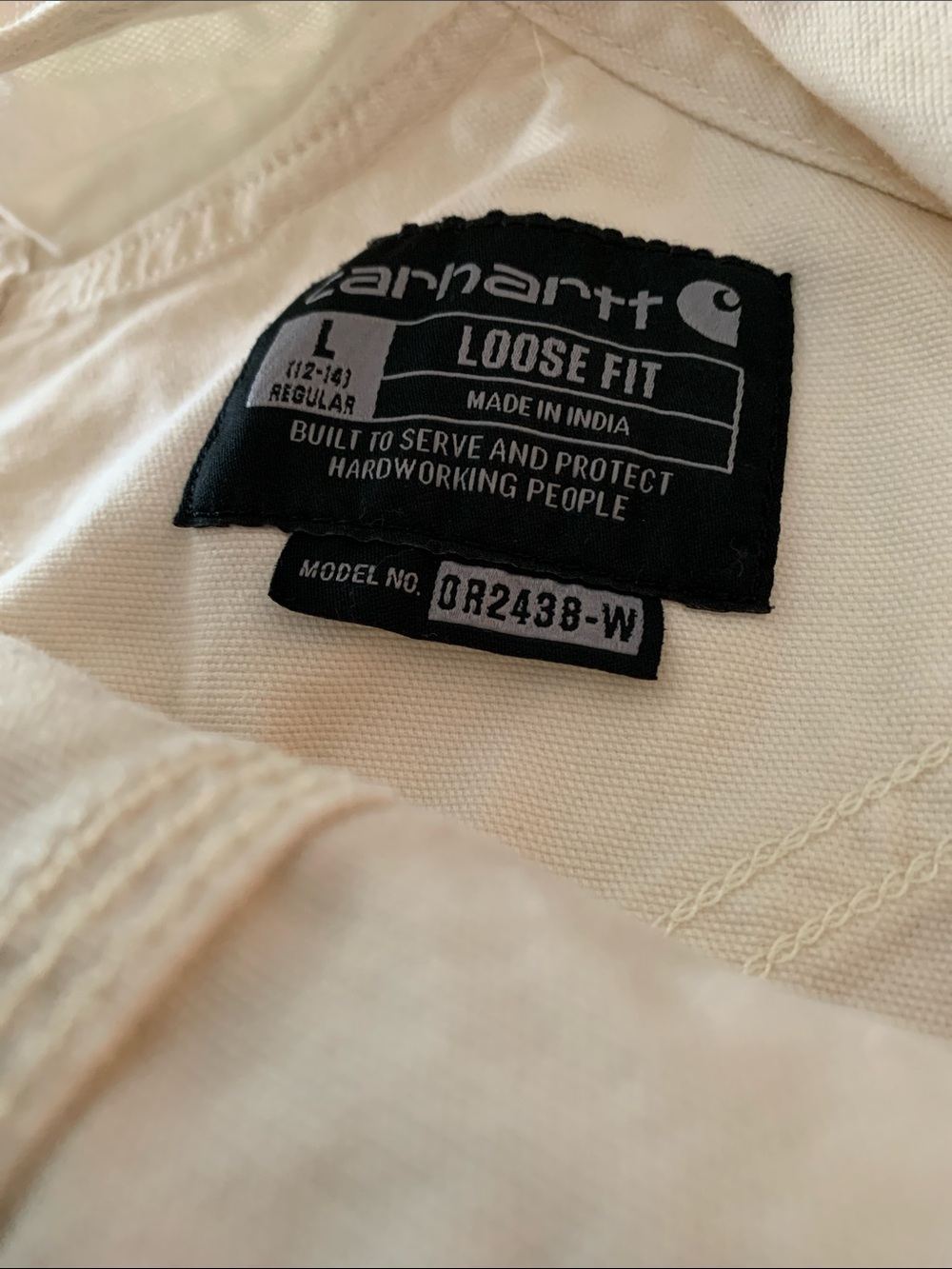 Carhartt Cream White Canvas Bib Overalls - Picture 6 of 6